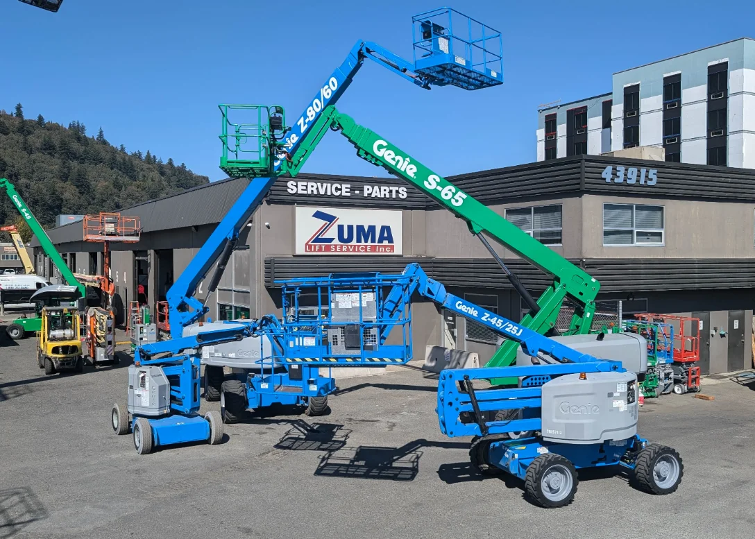 Zuma boom lifts in the yard